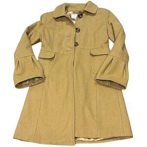 Old Navy wool blend tan pea coat flare bell sleeves size small mid length